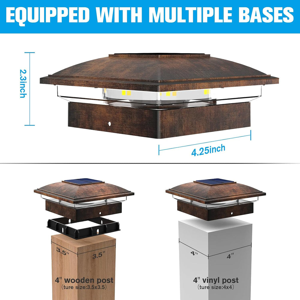 VOLISUN Brushed Copper Solar Post Cap Lights, Warm White Fence Light 12Pack