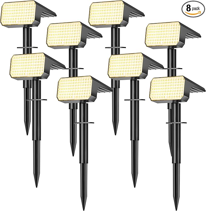 LANSOW Solar Spot Lights Outdoor Waterproof IP67, (8 Pack/90 LED/4 Modes) Sol...