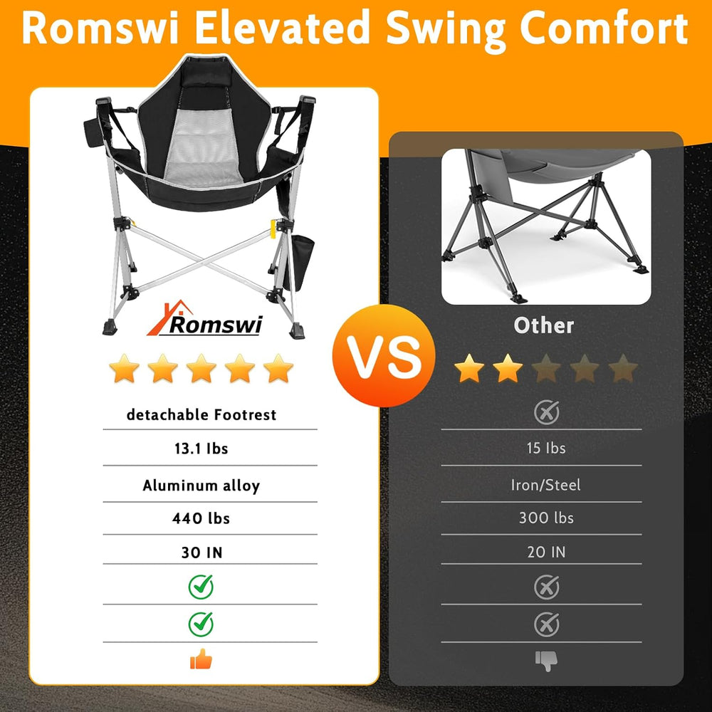 Romswi 2-Pack Aluminum Hammock Chair with Footrest, Oversized Portable Foldin...