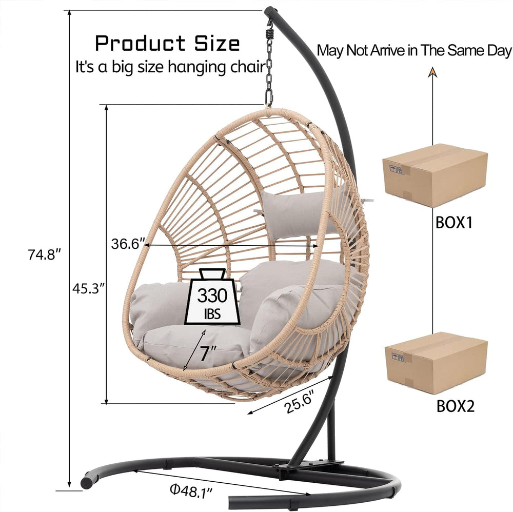 JOYBASE Hanging Egg Chair with Stand, Patio Swing Chair with Stand and Cushio...