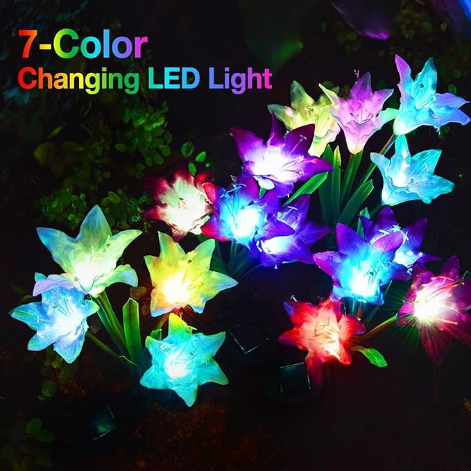 KOOPER Outdoor Solar Lights, 6 Pack Solar Garden Light with Bigger Lily Flowe...