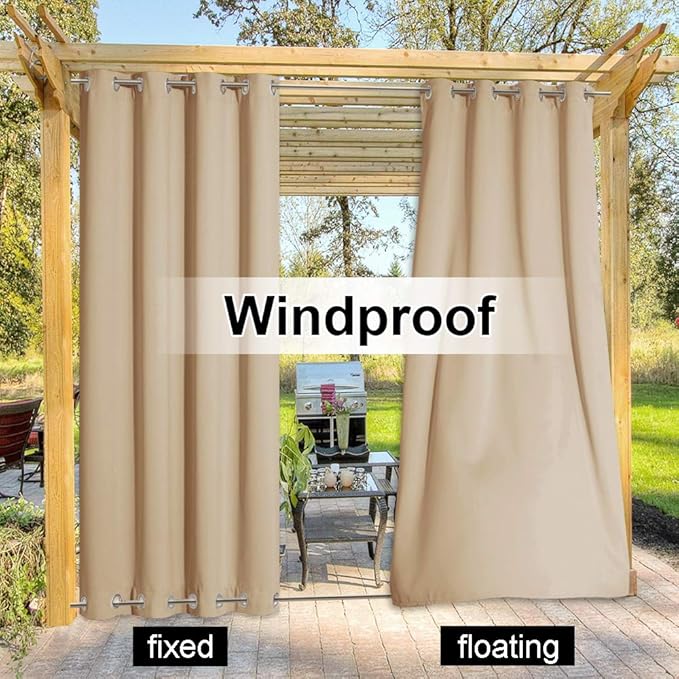 NICETOWN Waterproof Patio Outdoor Curtain and Drape, Extra Wide and Long W100...