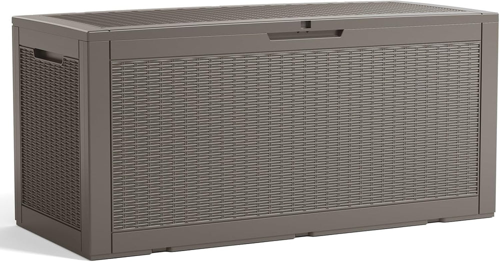 Vixzen 120 Gallon Outdoor Storage Box Waterproof, Large Lockable Resin Deck B...