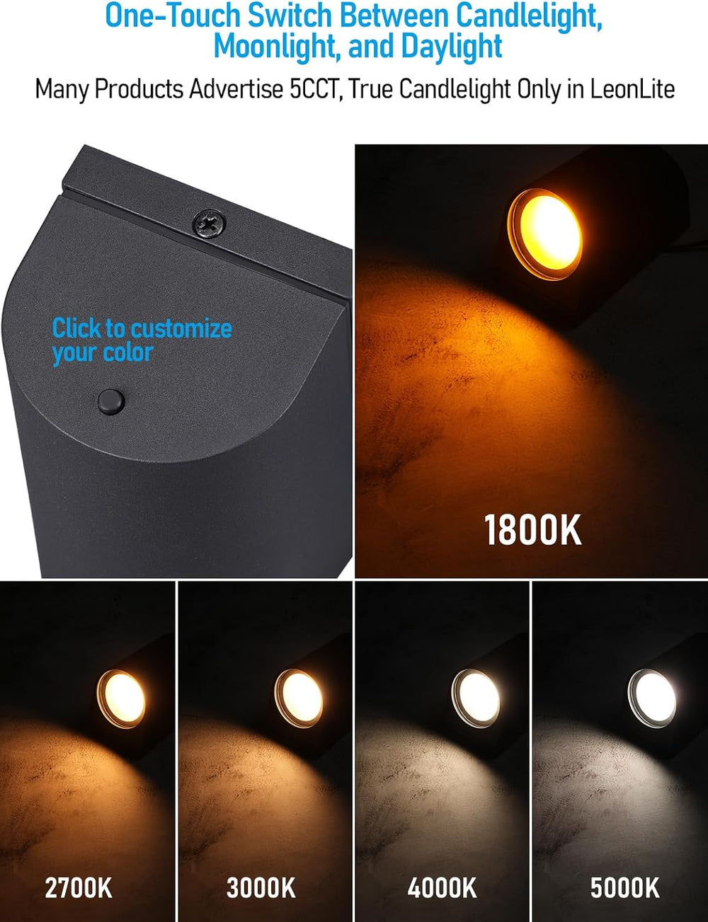 LEONLITE 4-Pack 3 Inch 5CCT Low Voltage LED Fence Lights Outdoor