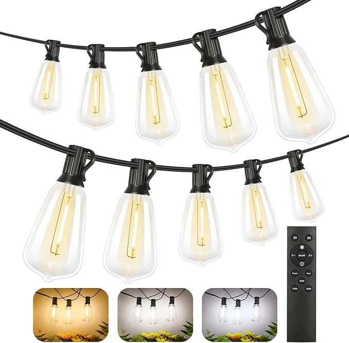 Brightever 200FT Outdoor String Lights with Remote, 2700K/4000K/5000K Selecta...