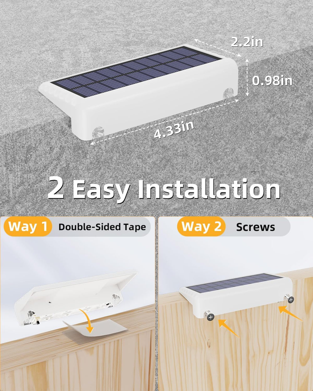 VOLISUN Solar Deck Lights 12 Pack, Warm White Glow LED Large Size Lamp, IP65 ...