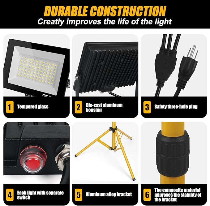 14000Lumen LED Work Lights with Stand - 2 Head Portable Work Light on Stand -...