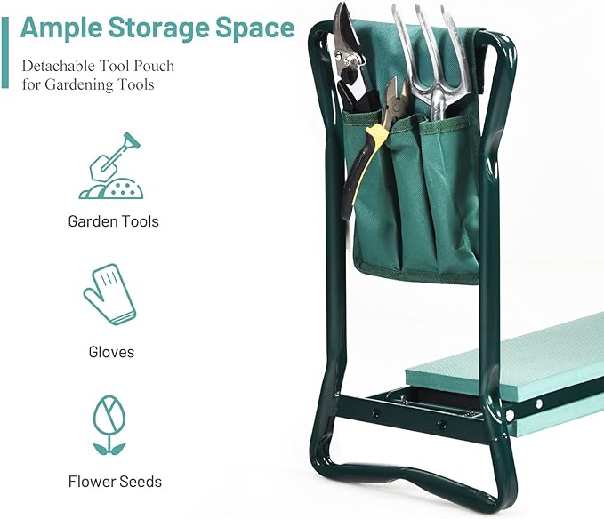 2-in-1 Garden Kneeler & Seat, Folding Seat w/EVA Foam Kneeling Pad & ...