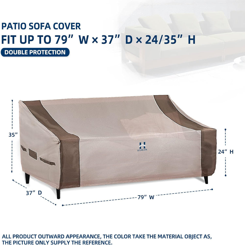 HAMLER Patio Sofa Cover - Heavy Duty Waterproof, 2-Seater Outdoor Couch Cover...