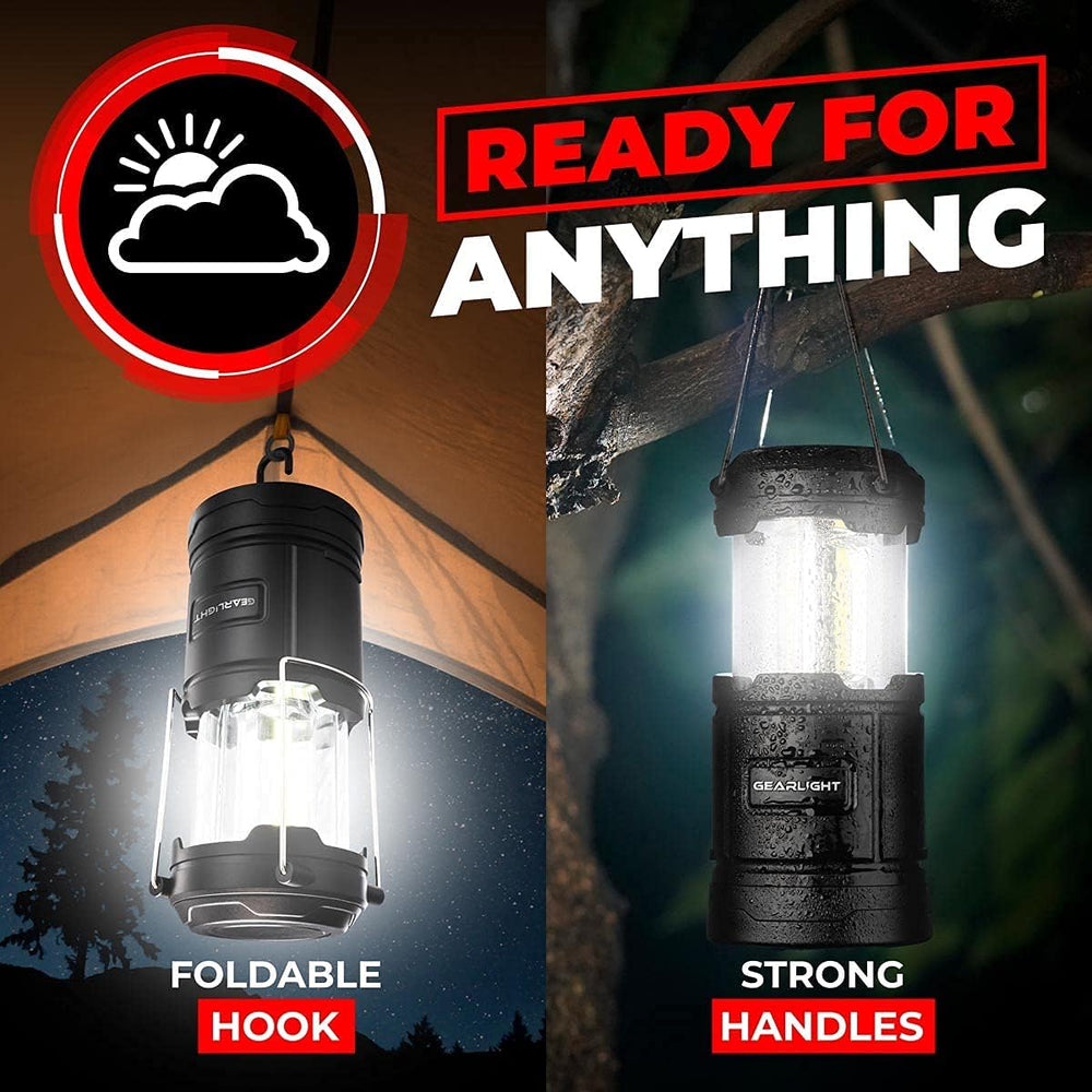 GearLight Camping Lantern - 2 Portable LED Battery Powered Lantern with Magne...