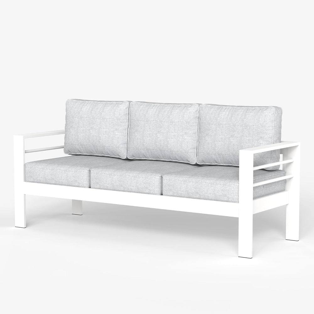 Aluminum Patio Couch Sofa, All-Weather Metal Modern 3 Seater Outdoor Sofa wit...
