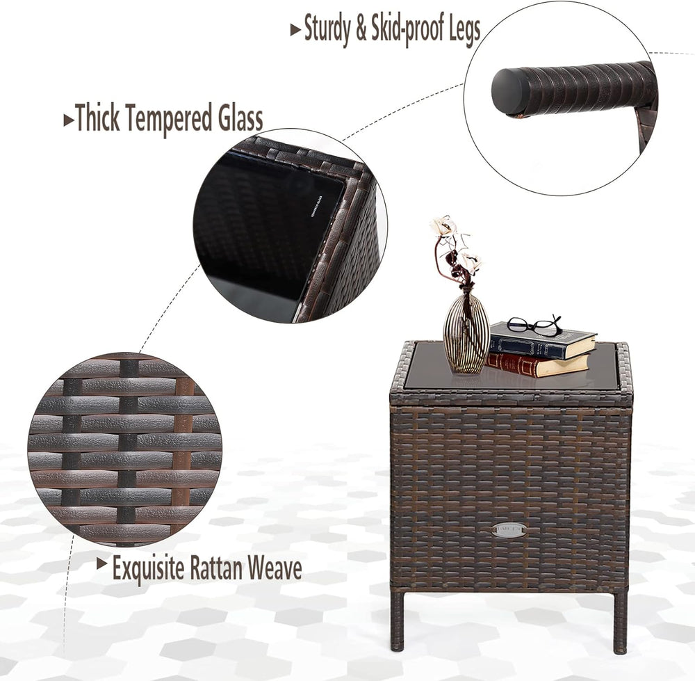 3 Pieces Patio Furniture Set, Wicker Outdoor Furniture with Water-Resistant C...