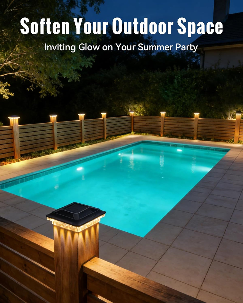 Solar Post Cap Lights for 4x4 Vinyl/ 3.5x3.5 Wood Posts, 12 Pack