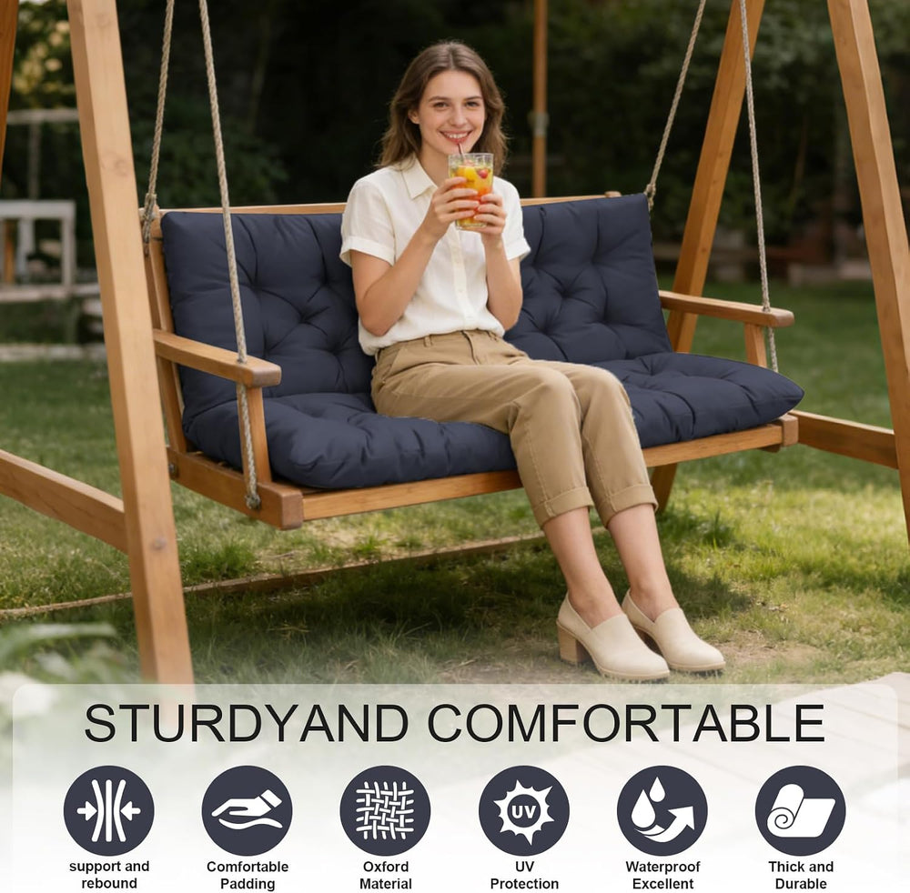 Porch Swing Cushions, Outdoor Swing Replacement Cushions 3 Seater with Backre...