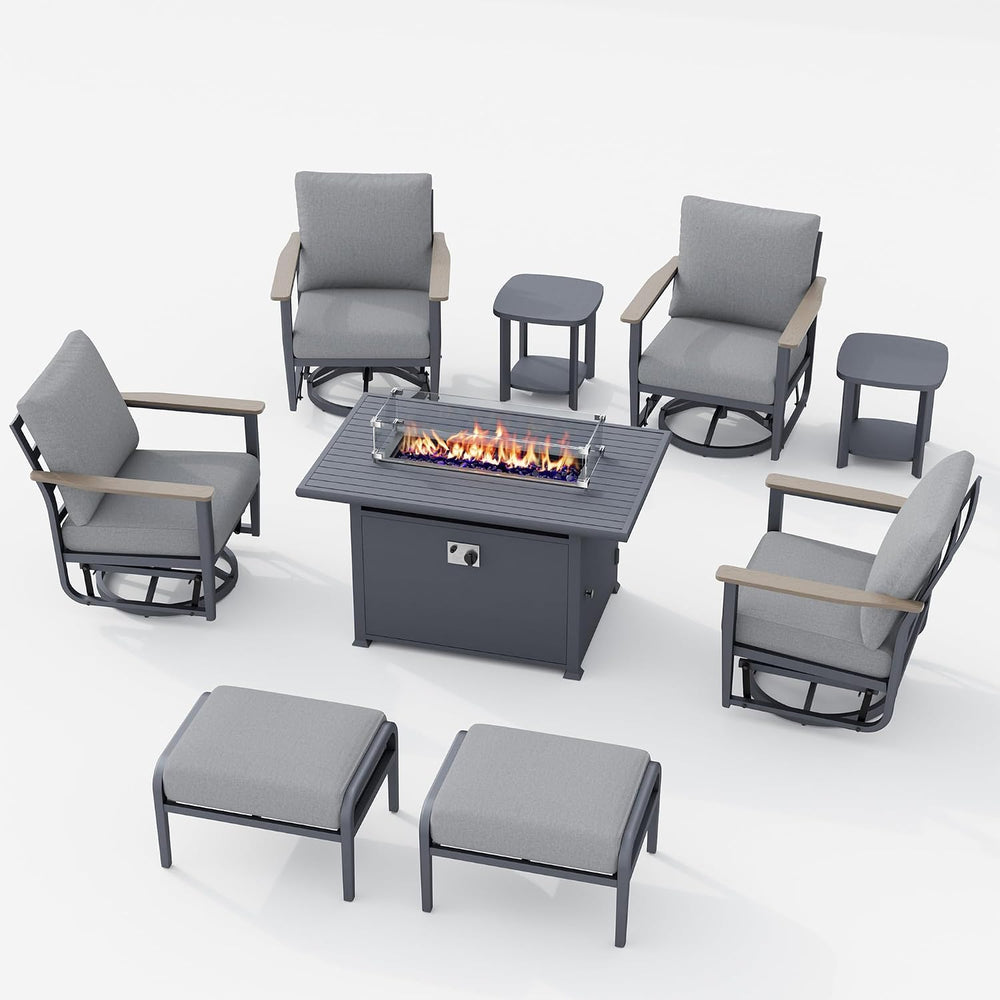 Aluminum Outdoor Patio Furniture Set with Swivel Rocking Chairs