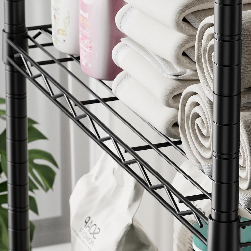 5 Shelves Storage Wire Shelf Closet Metal Shelving Pantry Wheels