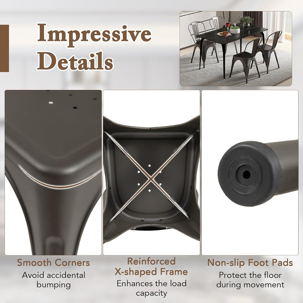 GIANTEX Metal Dining Chairs Set of 4, Farmhouse Kitchen Chairs with Removable...