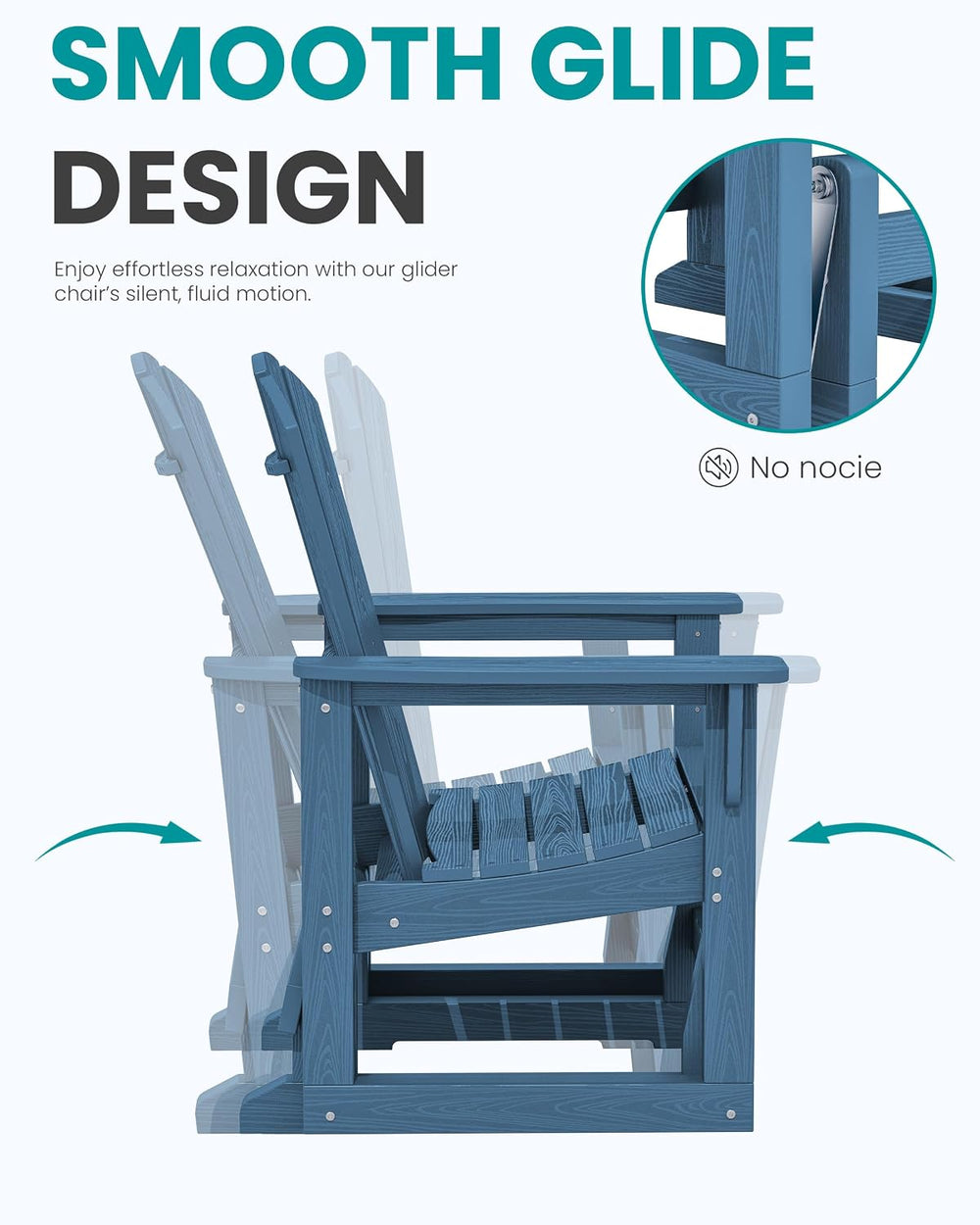 SERWALL HDPE Outdoor Glider, All-Weather Patio Glider Rocker