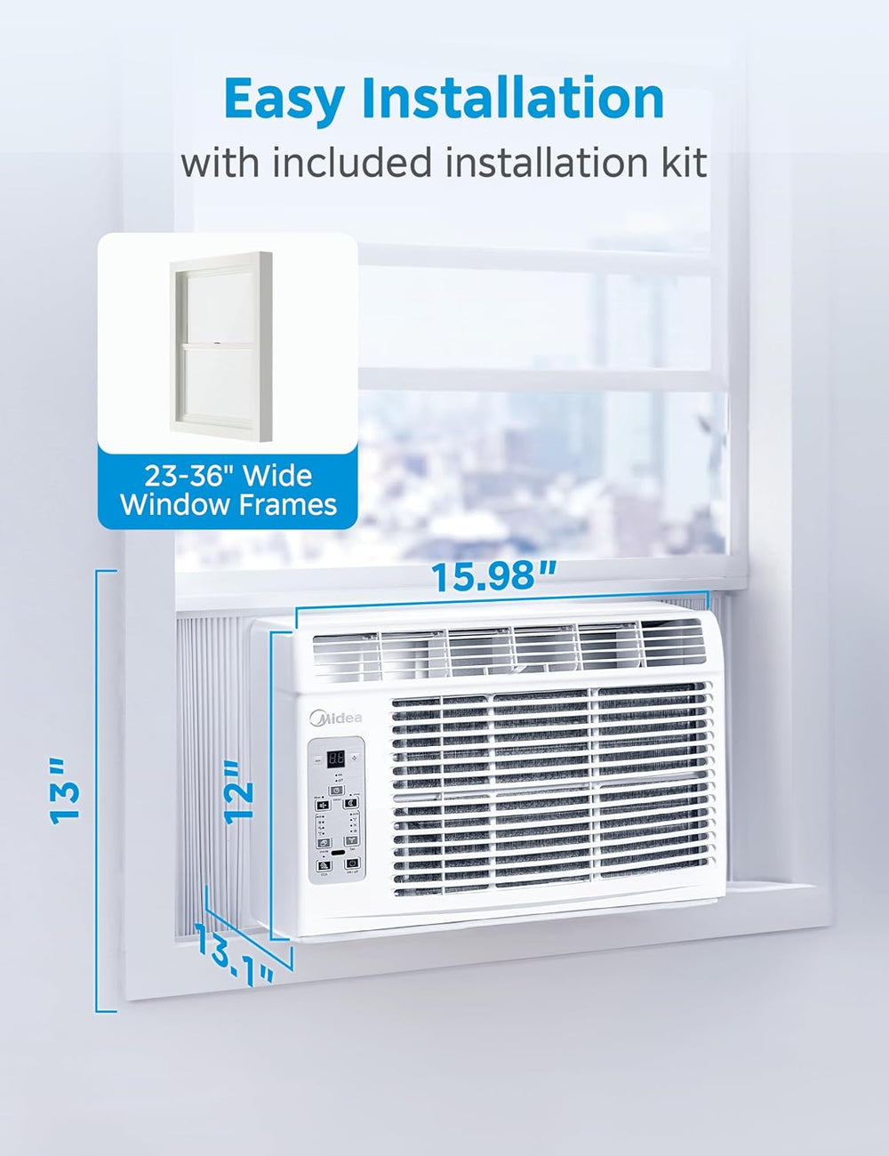 Midea 6,000 BTU Window Air Conditioner, 3-in-1 Cool/Fan/Dehumidifier Window A...