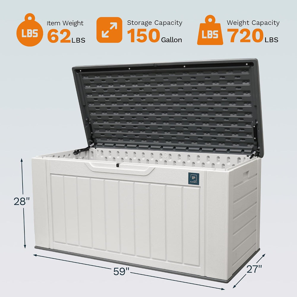 230 Gallon Large Deck Box, Durable Waterproof Resin Deck Box for Patio Furnit...