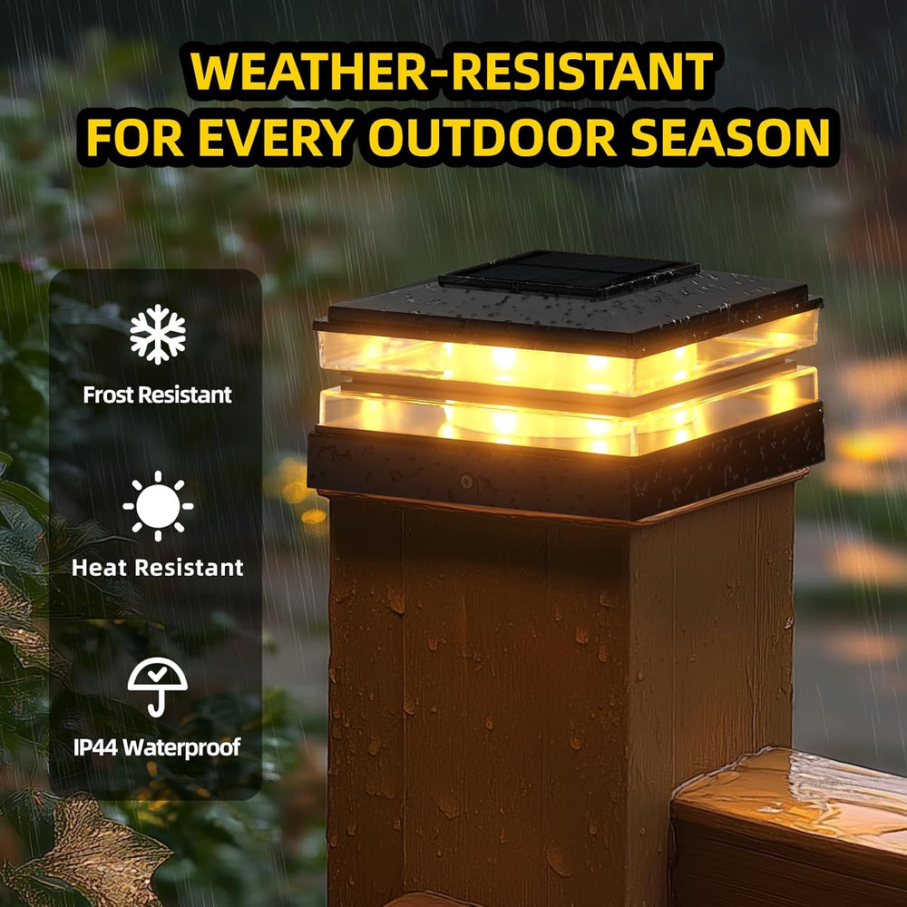 12 Pack Solar Post Cap Lights Outdoor Waterproof, Warm & Cool White, Blac...