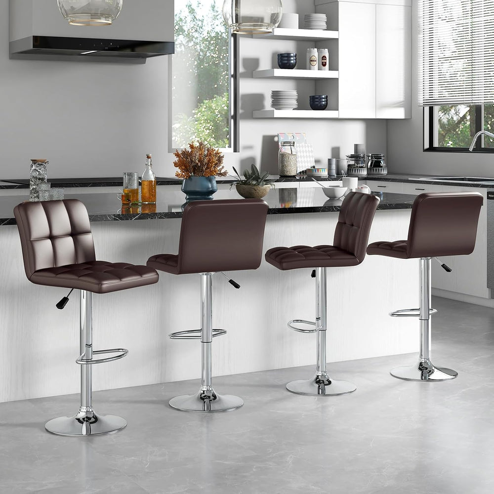 GOFLAME Bar Stools Set of 2, PU Leather Bar Chairs with Adjustable Height, 36...