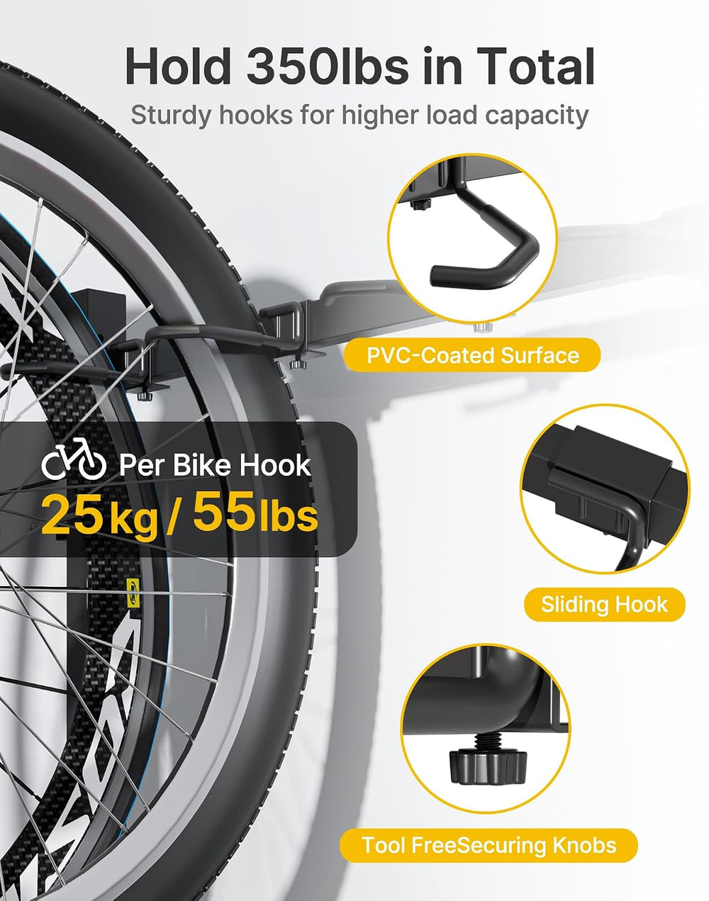 monTEK Freestanding Bike Storage Rack with Wheels for 5 Bikes