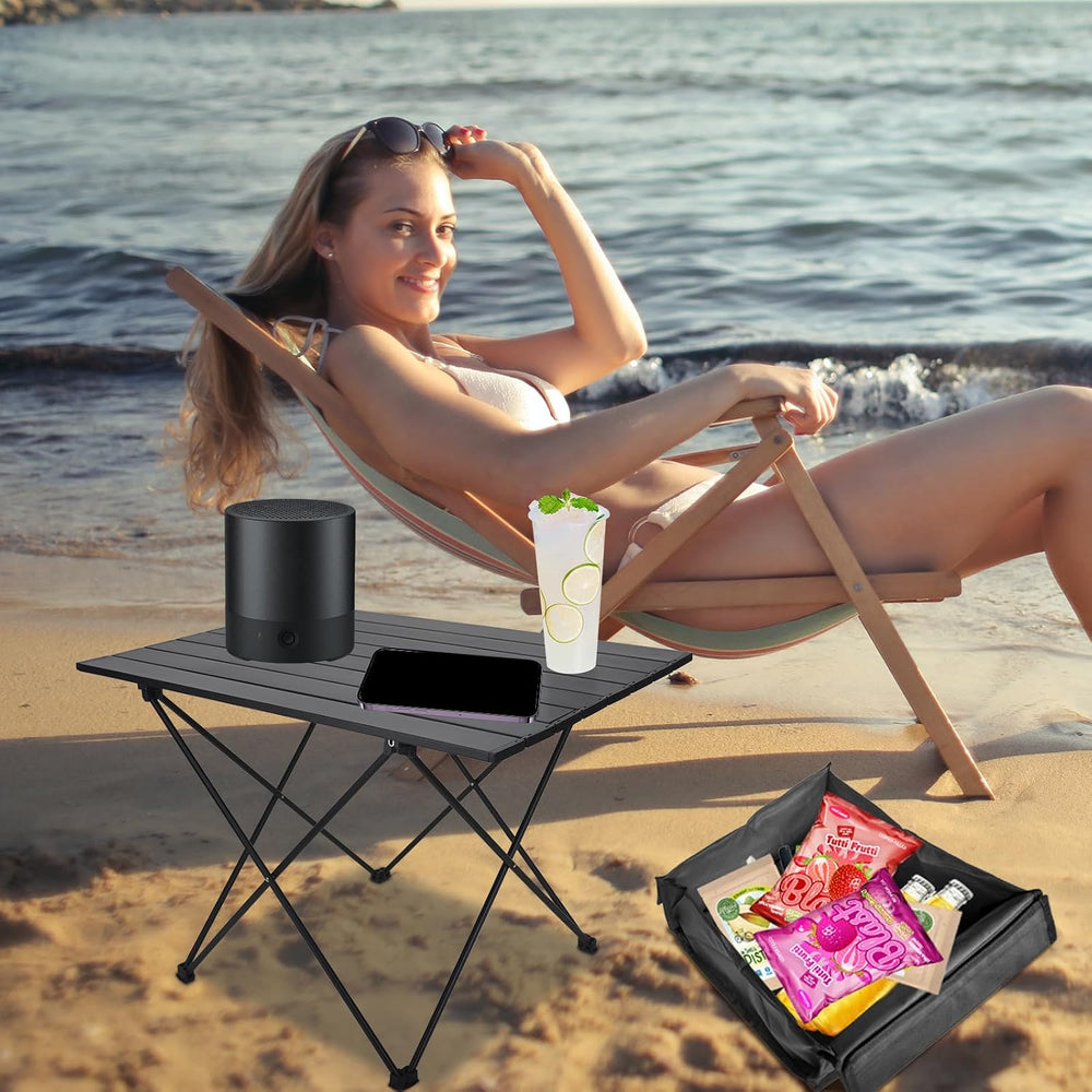 Foldable Camping Side Table, Ultralight Small Beach Table Aluminum, Portable ...
