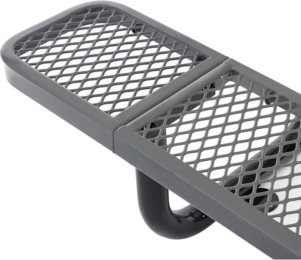Global Industrial 8’L Rectangular Picnic Table, Expanded Metal, Gray Thermopl...