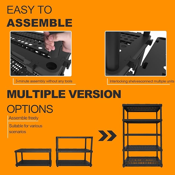 Plastic Storage Shelves, Plastic Heavy Duty Shelves 16.93" D x 35.43&quo...