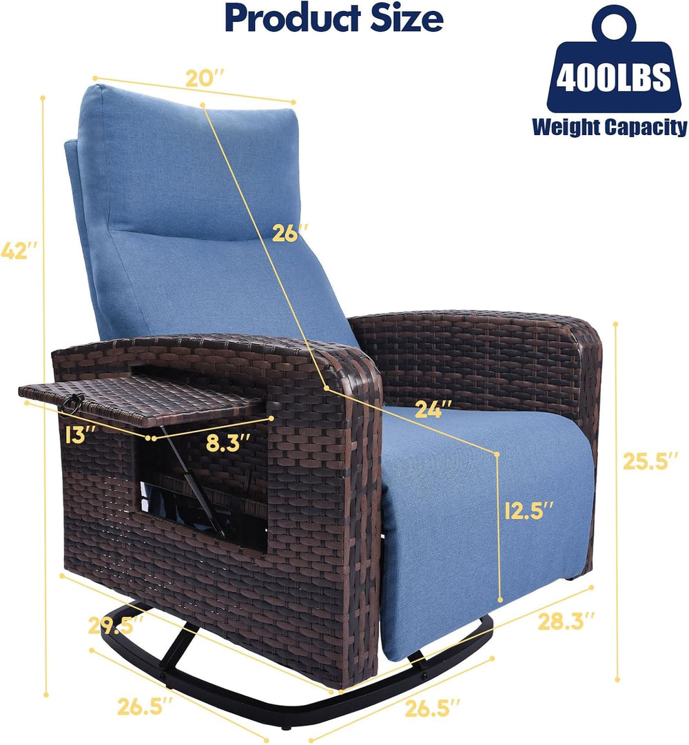ZZW Outdoor Recliner Chair, Wicker Patio Recliners with Adjustable Backrest a...