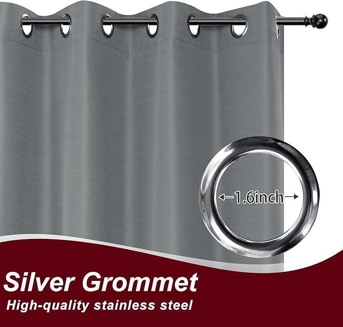 HolidayIdeas Grommet Top Outdoor Curtains for Patio Waterproof 8 Pcs All Weat...