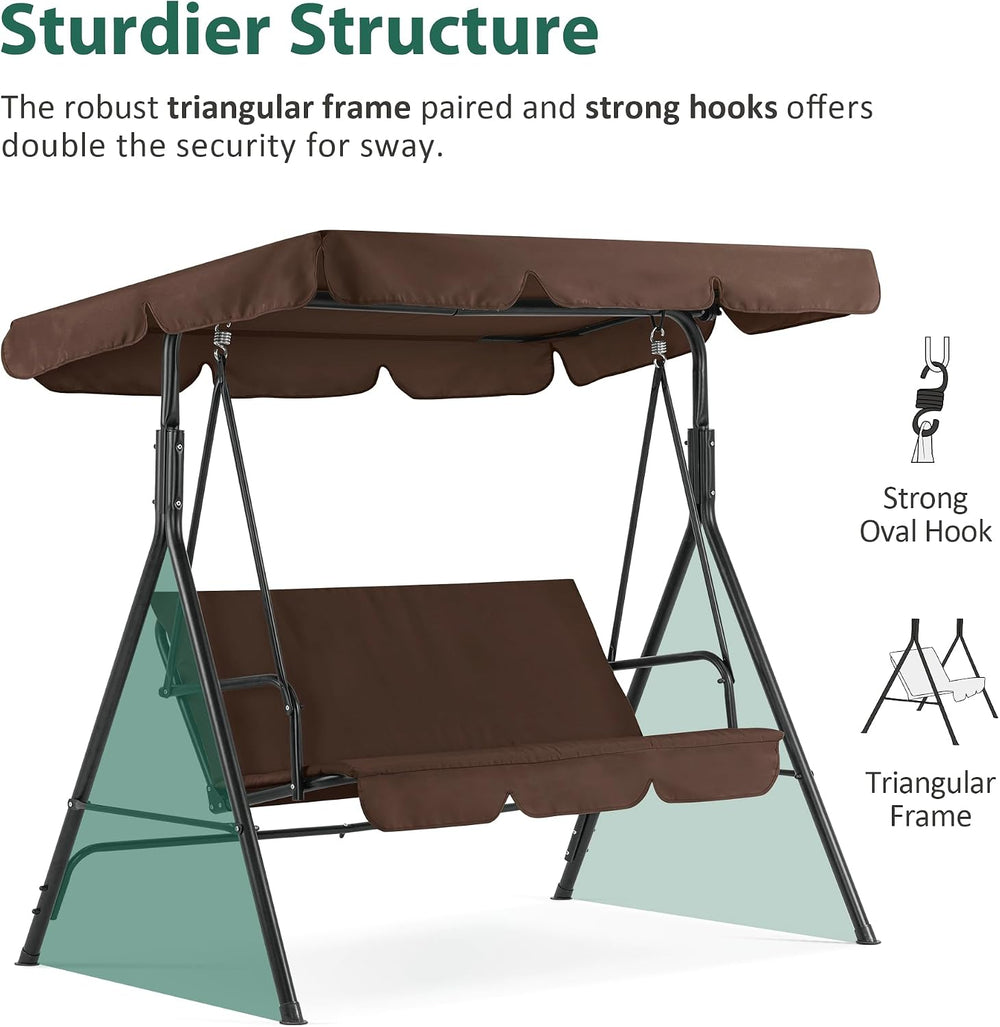 MCombo 2-3 Person Outdoor Patio Swing Chair, Convertible Canopy Hanging Swing...