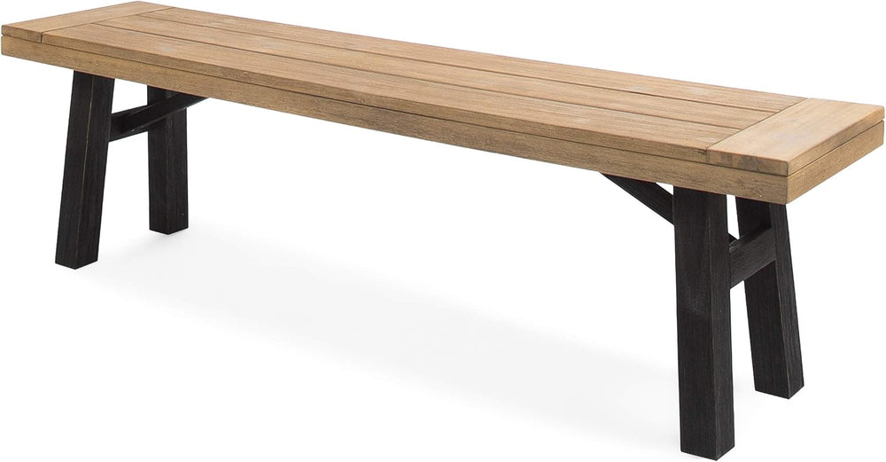 Christopher Knight Home Bettina Outdoor Acacia Wood Dining Bench with Brushed...