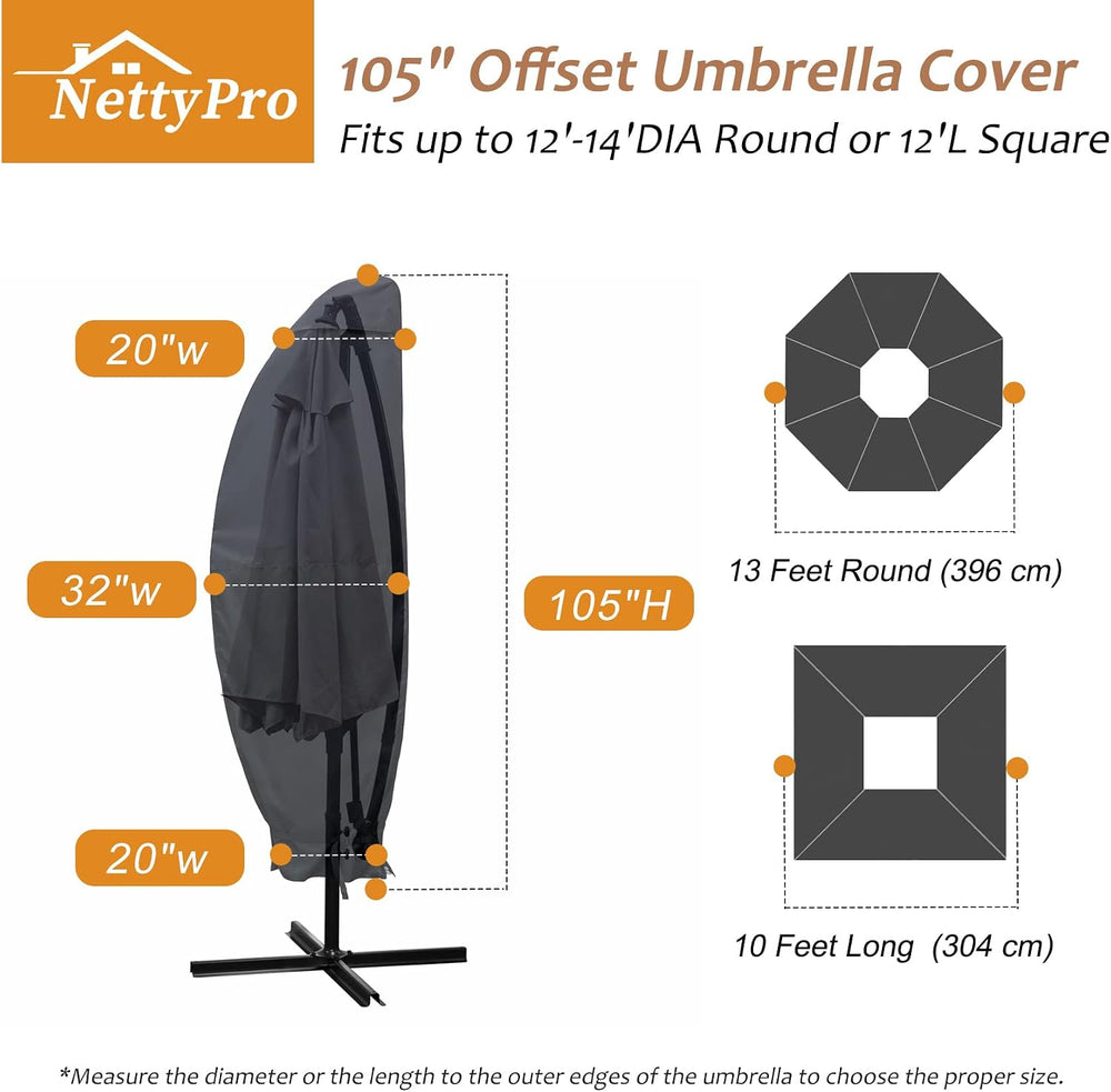 NettyPro Patio Umbrella Cover Outdoor Waterproof Cantilever Parasol Banana Um...