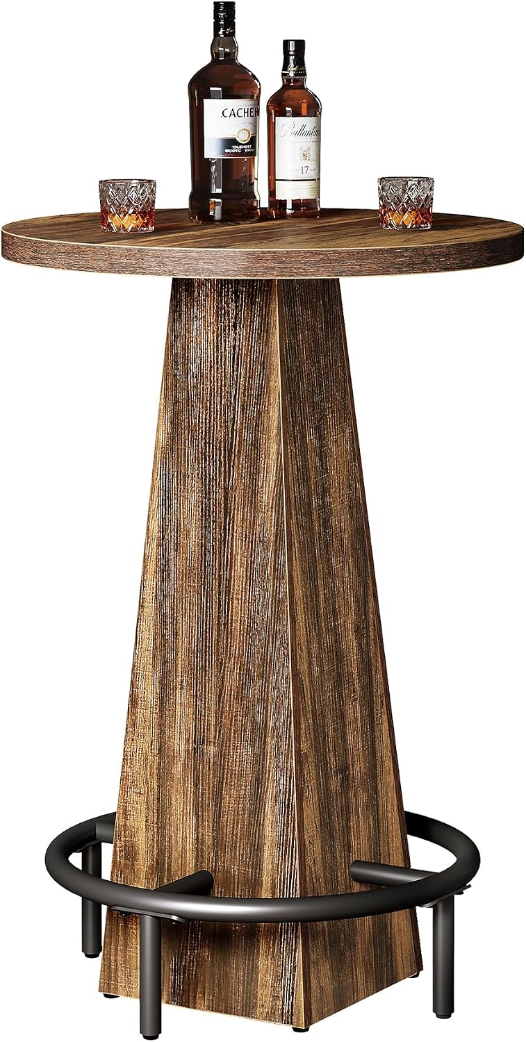 Tribesigns Bistro Pub Table, 37.4" High Round Bar Table for Small Bars, ...