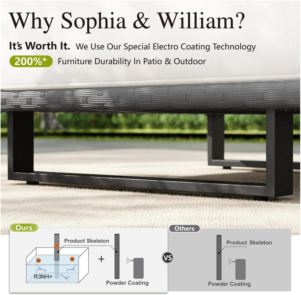Sophia & William 4 Pieces HDPE Patio Furniture Set with 9.8" Thick C...