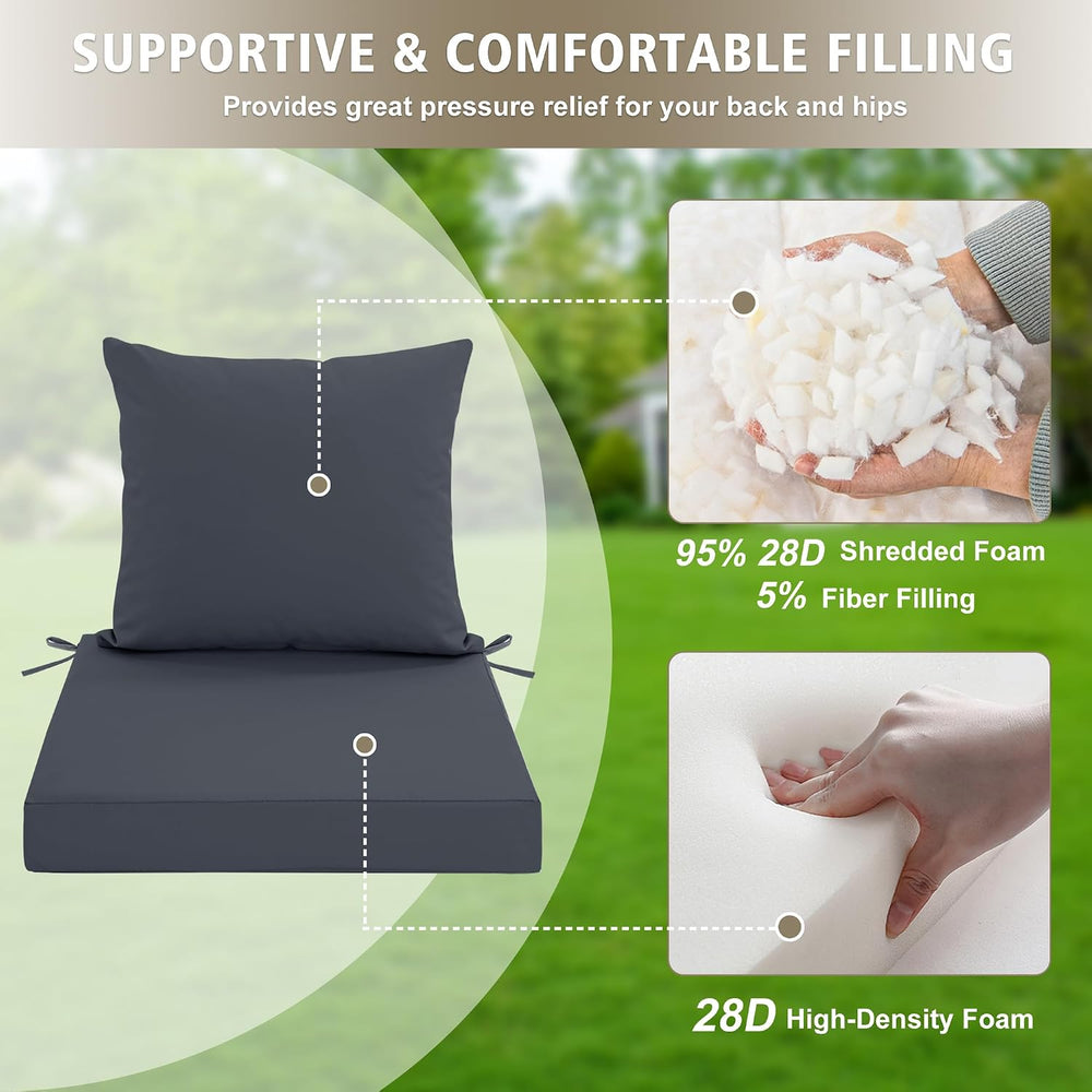 Outdoor Cushions for Patio Furniture, Waterproof Outdoor Chair Cushion w/Fade...