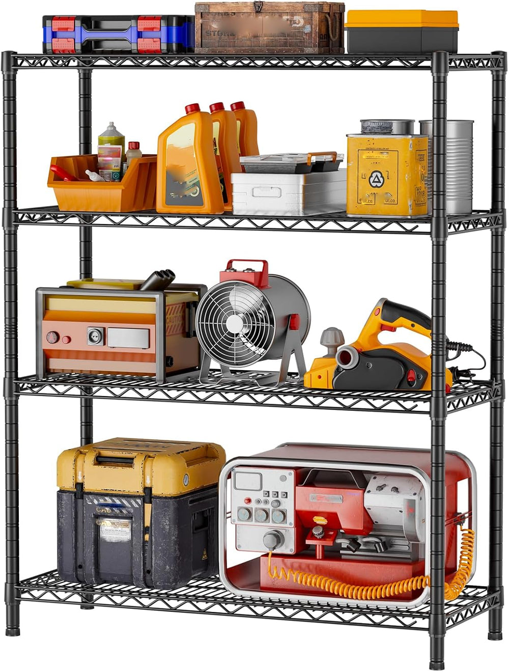 4 Shelves Adjustable Shelf Heavy Duty Wire Storage Shelving Metal