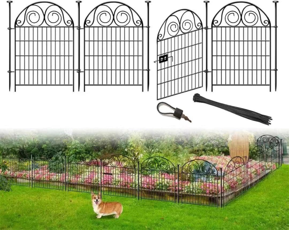 Getlay Tall Garden Fence with Gate, 36 Inch(H) 4 Panels Dog Fence Outdoor for...