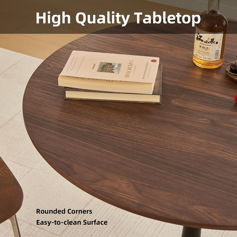 Round Dining Table, 31.5" Tulip Table (Faux Walnut)