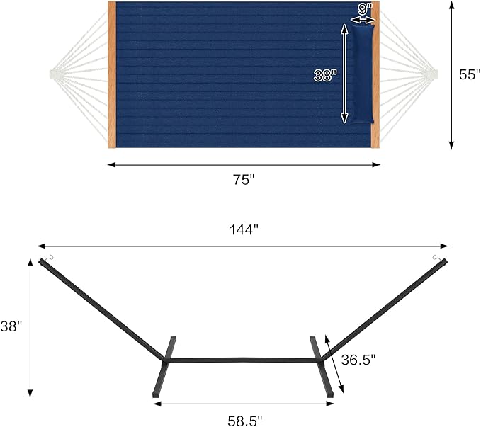 Two Person Hammock with Stand for Outside Heavy Duty, Outdoor Patio Hammock w...