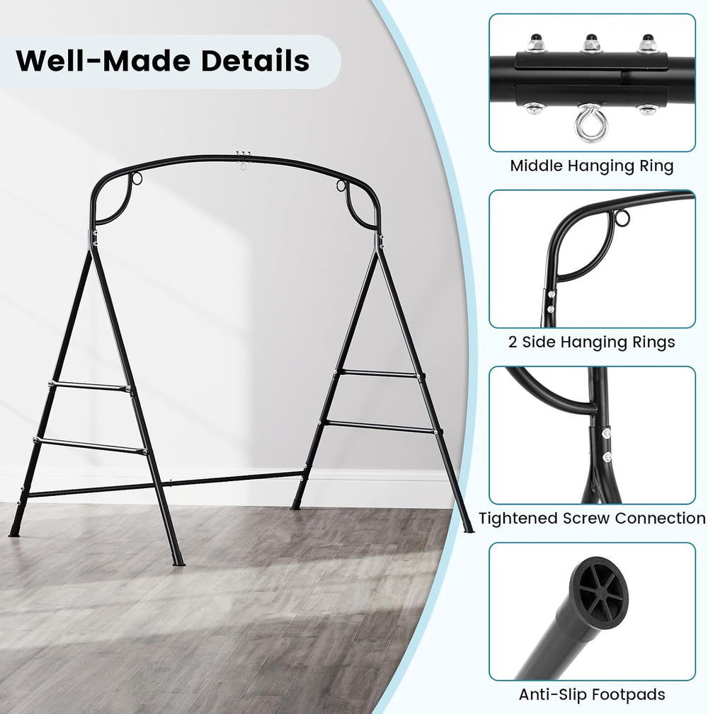 GIANTEX 660-Lbs Metal Hammock Stand - Heavy Duty Porch Swing Stand w/ 4 Suppo...