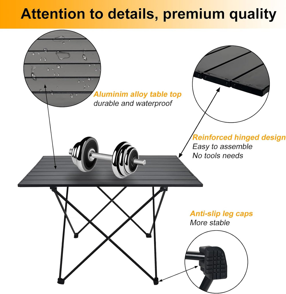 Foldable Camping Side Table, Ultralight Small Beach Table Aluminum, Portable ...