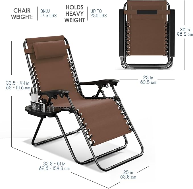 Nestl Zero Gravity Chairs, Portable Patio Lounge Chair Outdoor with Pillows &...