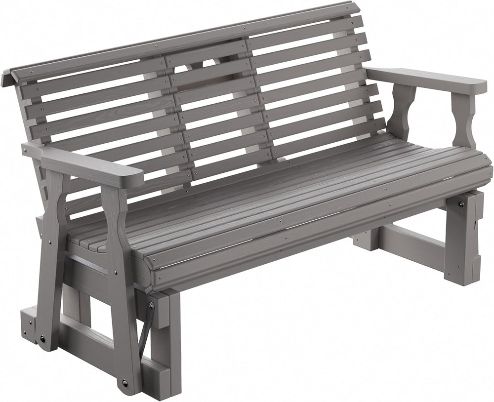 Amish Casual Heavy Duty Rollback Console Porch Glider in Semi Solid Grey Stai...