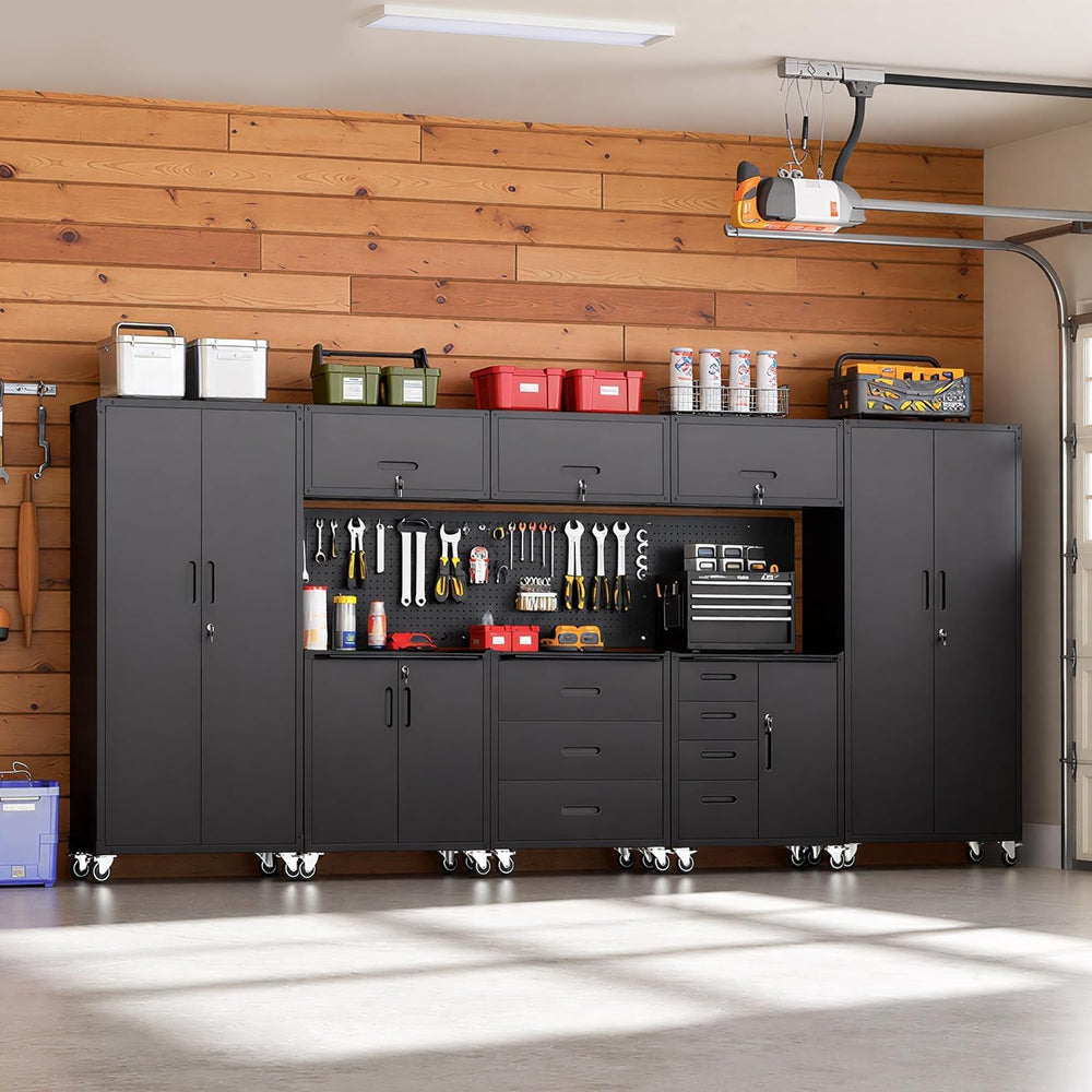 Garage Cabinet System | Heavy Duty Steel All-in-One Modular Garage Cabinet Se...