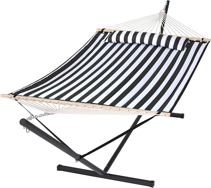 SUNCREAT Two Person Hammock with 12ft Stand Included, Max 475lbs Capacity, He...