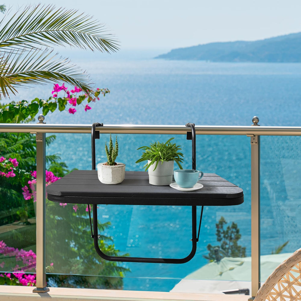 Balcony Railing Table Hanging Folding Deck Railing Table Outdoor Balcony Bar ...