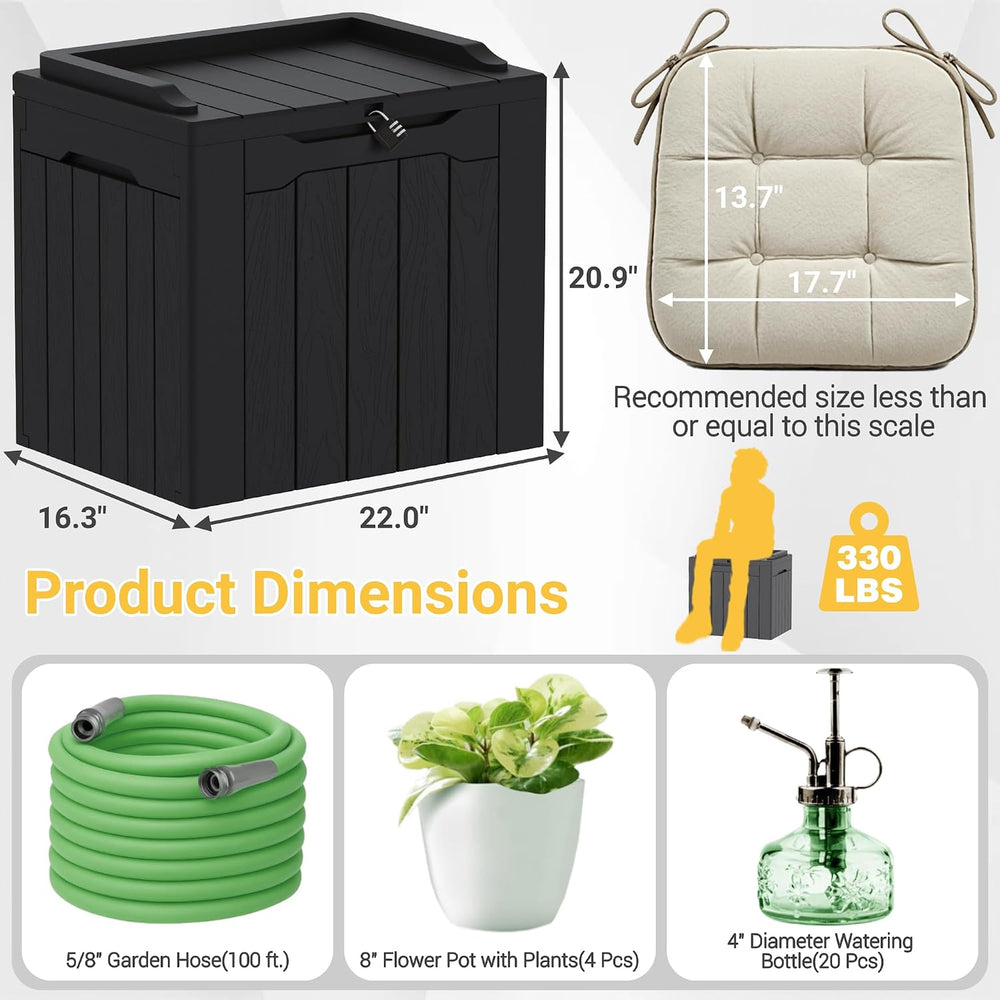Greesum Outdoor Storage Box 31 Gallon Storage Box with Lid for Patio Furnitur...
